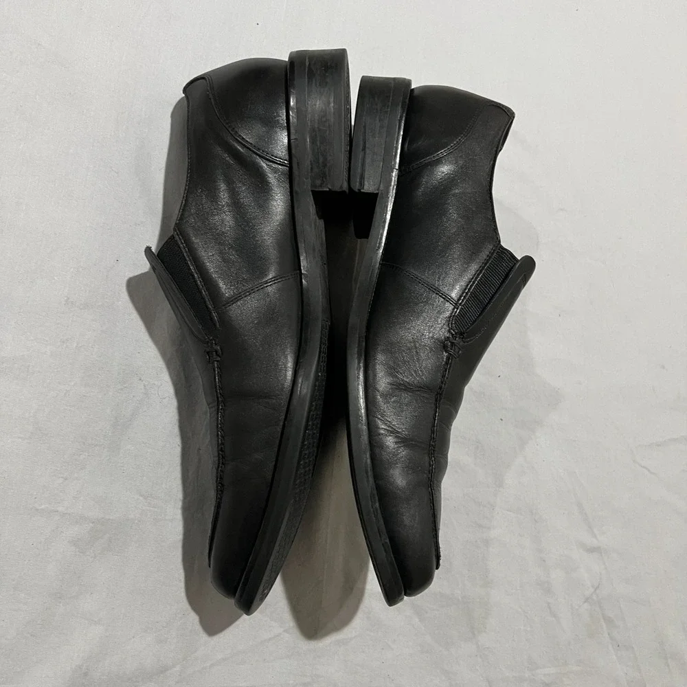 Cole Haan Mens Black Leather Square Toe Comfort Slip-On Dress Shoes Size 12